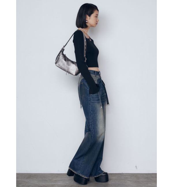EMODA「サスペンダーワイドジーンズ」|デニム|