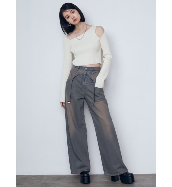 EMODA「サスペンダーワイドジーンズ」|デニム|
