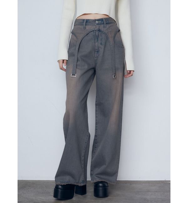 EMODA「サスペンダーワイドジーンズ」|デニム|