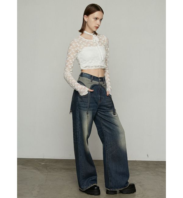 EMODA「サスペンダーワイドジーンズ」|デニム|