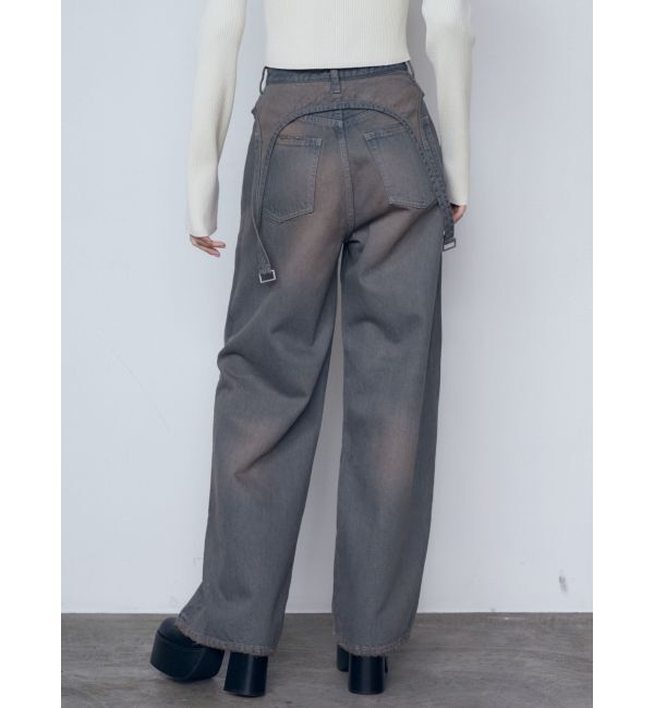 EMODA「サスペンダーワイドジーンズ」|デニム|