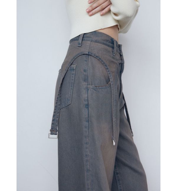 EMODA「サスペンダーワイドジーンズ」|デニム|
