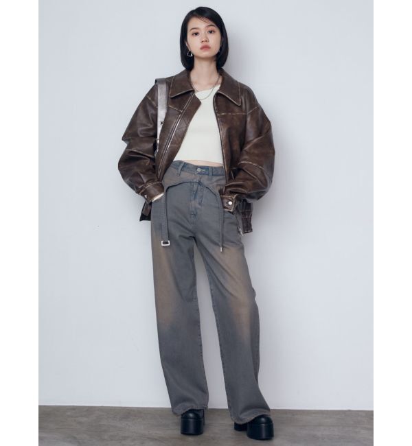 EMODA「サスペンダーワイドジーンズ」|デニム|