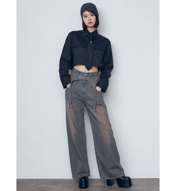 EMODA「サスペンダーワイドジーンズ」|デニム|