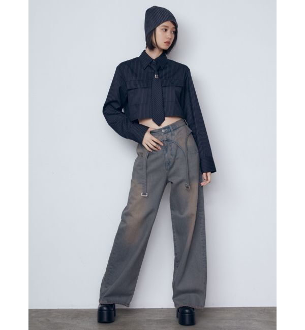 EMODA「サスペンダーワイドジーンズ」|デニム|