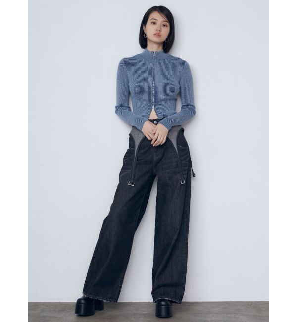EMODA「サスペンダーワイドジーンズ」|デニム|