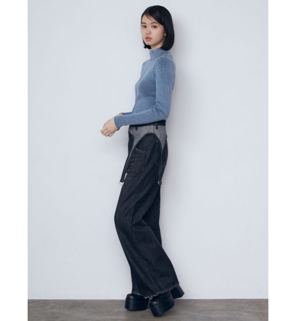 EMODA「サスペンダーワイドジーンズ」|デニム|