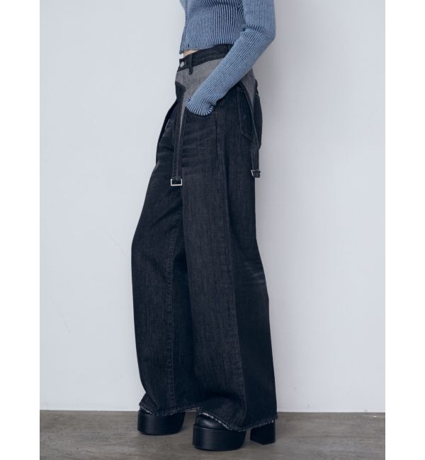 EMODA「サスペンダーワイドジーンズ」|デニム|