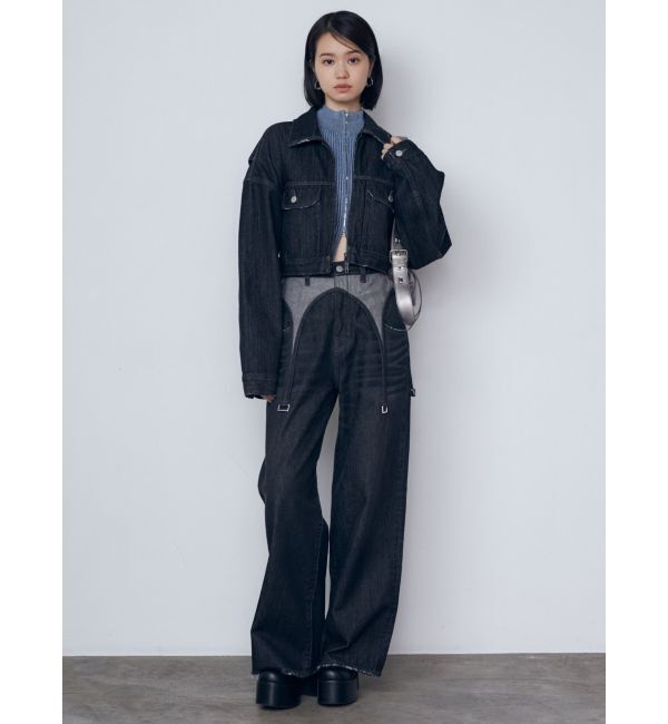 EMODA「サスペンダーワイドジーンズ」|デニム|