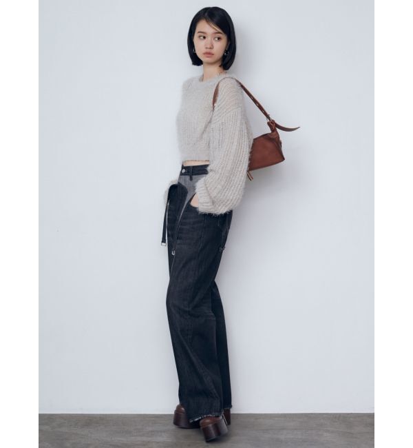 EMODA「サスペンダーワイドジーンズ」|デニム|