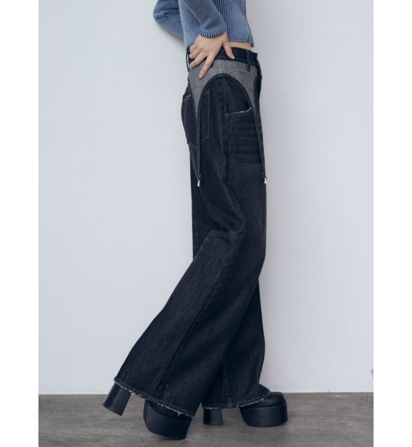 EMODA「サスペンダーワイドジーンズ」|デニム|