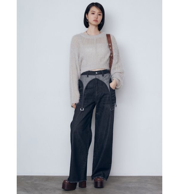 EMODA「サスペンダーワイドジーンズ」|デニム|
