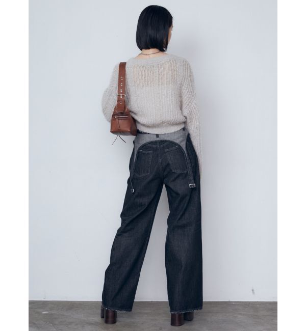 EMODA「サスペンダーワイドジーンズ」|デニム|