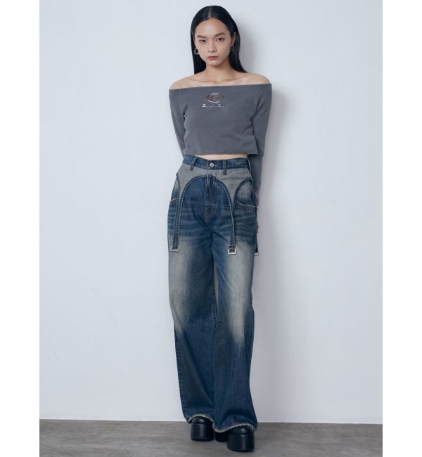 EMODA「サスペンダーワイドジーンズ」|デニム|