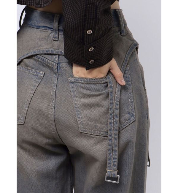 EMODA「サスペンダーワイドジーンズ」|デニム|