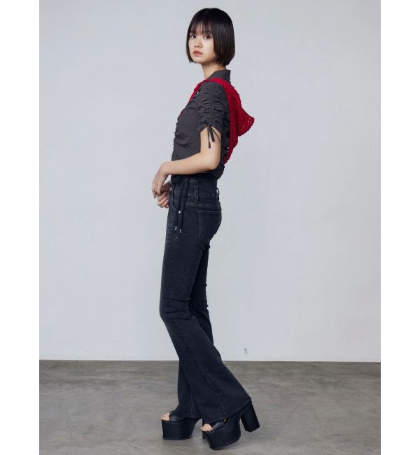 EMODA「サイドオープンハイウエストフレアパギンス」|デニム|