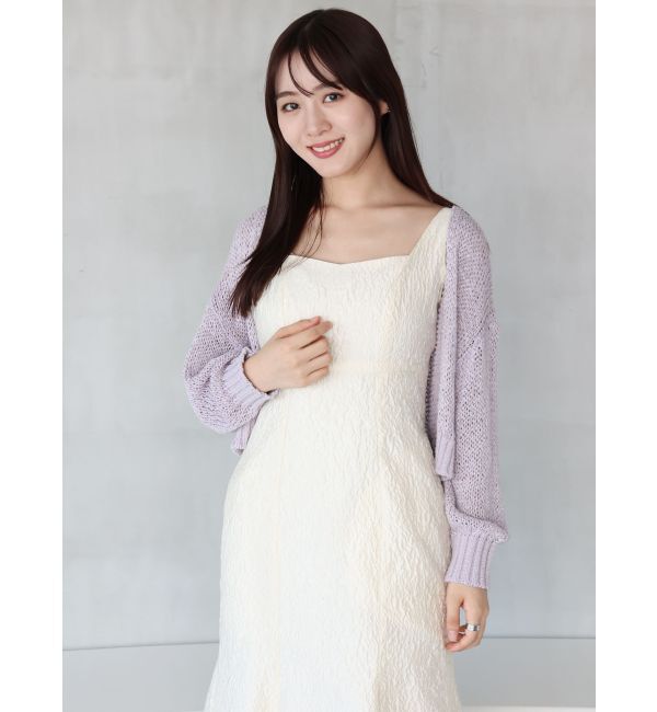 MERCURYDUO「透かし編みラメ混ボレロカーディガン」|カーディガン|