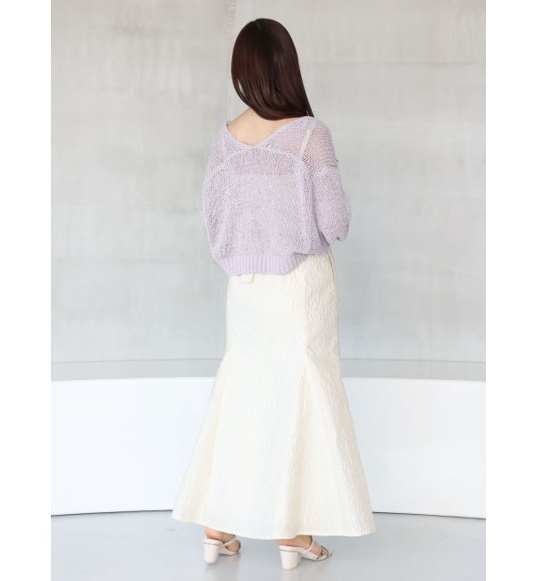 MERCURYDUO「透かし編みラメ混ボレロカーディガン」|カーディガン|