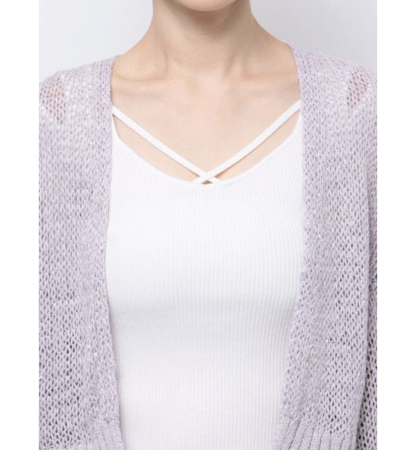 MERCURYDUO「透かし編みラメ混ボレロカーディガン」|カーディガン|