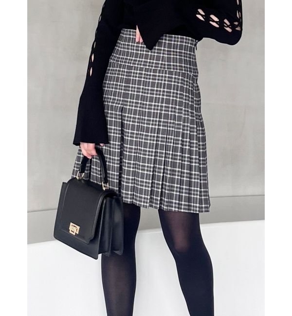 MERCURYDUO「【セットアップ着用可】ラップ風プリーツチェックミニスカパン」|その他|グレー