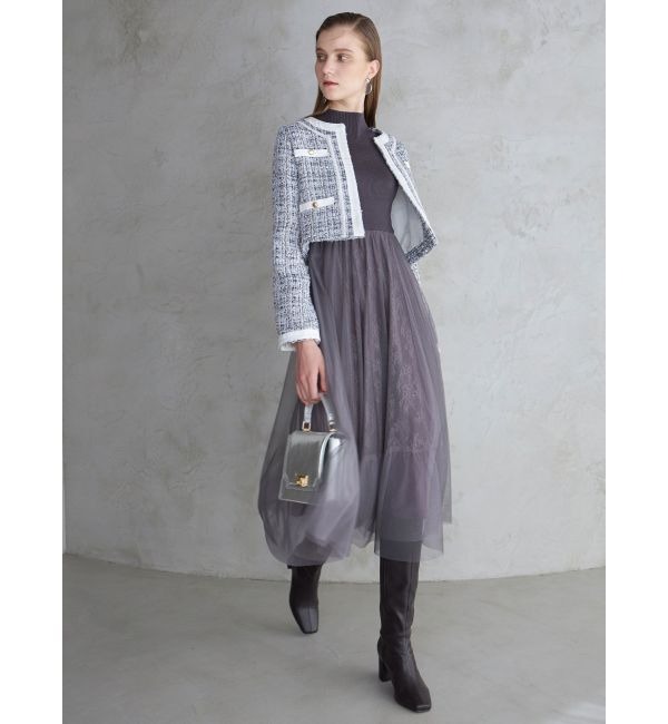 MERCURYDUO「ツイードノーカラージャケット」|ノーカラージャケット|