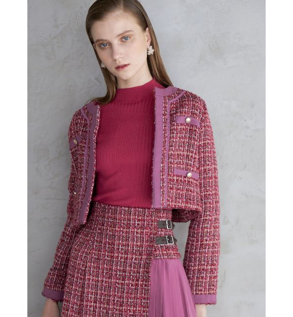 MERCURYDUO「ツイードノーカラージャケット」|ノーカラージャケット|