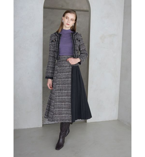 MERCURYDUO「ツイードノーカラージャケット」|ノーカラージャケット|