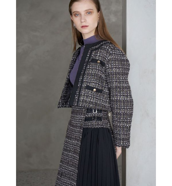 MERCURYDUO「ツイードノーカラージャケット」|ノーカラージャケット|