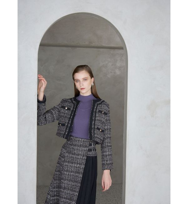 MERCURYDUO「ツイードノーカラージャケット」|ノーカラージャケット|