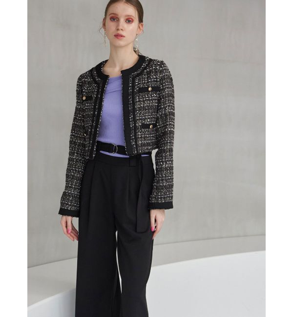 MERCURYDUO「ツイードノーカラージャケット」|ノーカラージャケット|