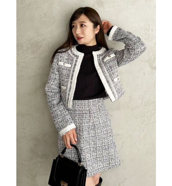 MERCURYDUO「ツイードノーカラージャケット」|ノーカラージャケット|