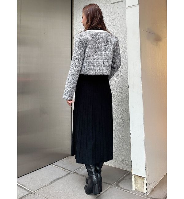 MERCURYDUO「ツイードノーカラージャケット」|ノーカラージャケット|