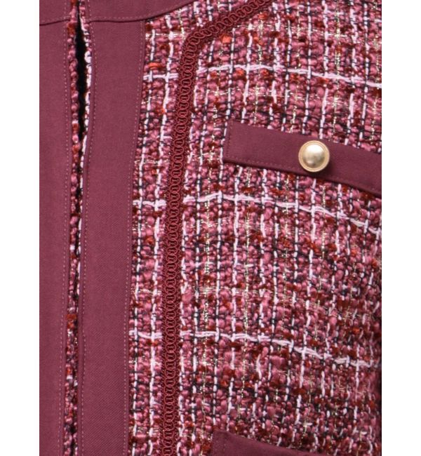 MERCURYDUO「ツイードノーカラージャケット」|ノーカラージャケット|