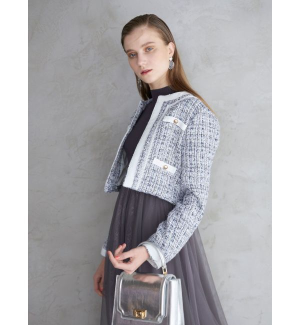 MERCURYDUO「ツイードノーカラージャケット」|ノーカラージャケット|