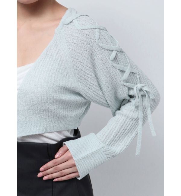 MERCURYDUO「ショルダーレースアップボレロ」|カーディガン|