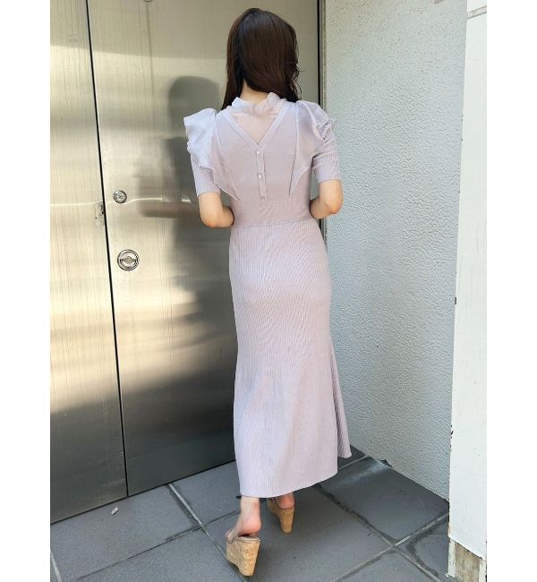 MERCURYDUO「2WAYオーガンジードッキングラッフルニットワンピース」|ワンピース|