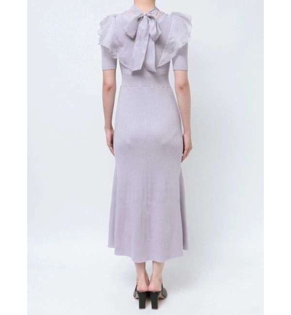 MERCURYDUO「2WAYオーガンジードッキングラッフルニットワンピース」|ワンピース|