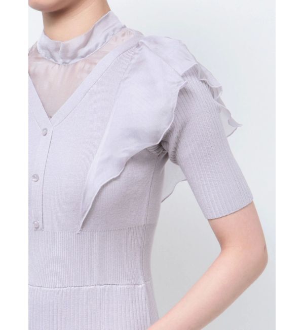 MERCURYDUO「2WAYオーガンジードッキングラッフルニットワンピース」|ワンピース|