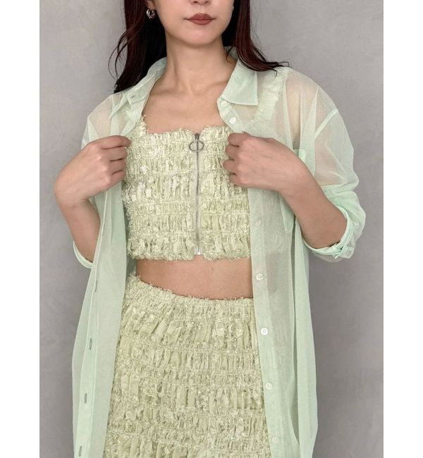 MERCURYDUO「【OUNNOUN】チュールレイヤードシャツ」|シャツ・ブラウス|ミントグリーン