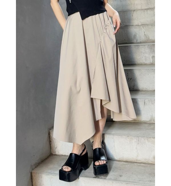 MURUA「イレヘムギャザーアシメスカート」|スカート|ベージュ