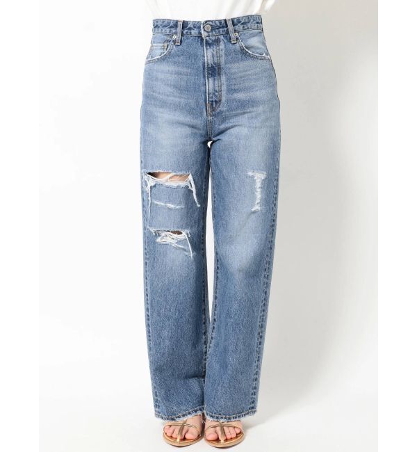 Ungrid「ハイウエストルーズクラッシュストレートデニム」|デニム|