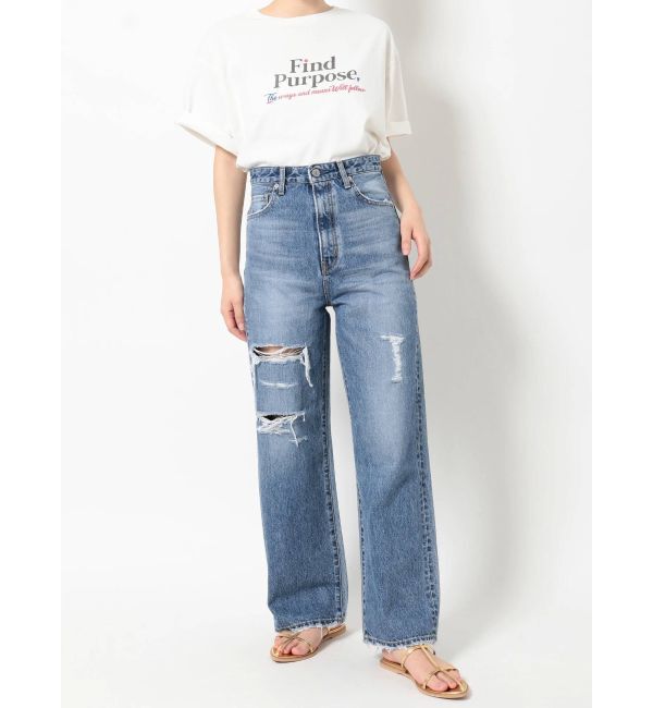 Ungrid「ハイウエストルーズクラッシュストレートデニム」|デニム|