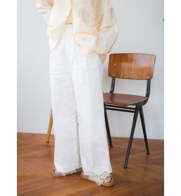 Ungrid「リネン混ルーズタックパンツ」|その他|オフホワイト