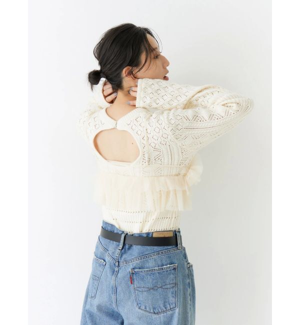 Ungrid「バックオープン透かし編みニット」|ニット・セーター|