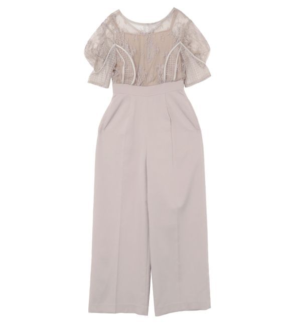 LAGUNAMOON「LADYパネルレースドッキングコンビネゾン」|ドレス|グレー