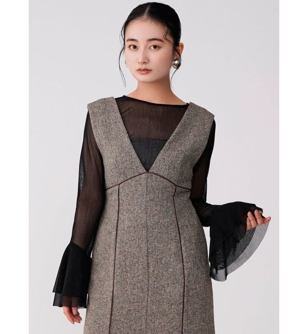 LAGUNAMOON「フレアスリーブチュールトップス」|Tシャツ・カットソー|