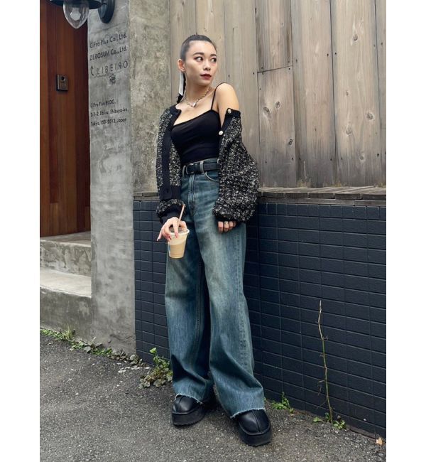 EVRIS「シンプルワイドデニムパンツ」|デニム|