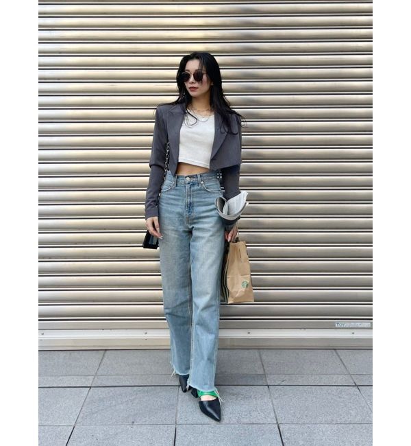 EVRIS「シンプルワイドデニムパンツ」|デニム|