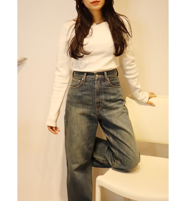 EVRIS「シンプルワイドデニムパンツ」|デニム|