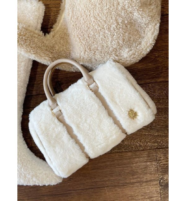 EVRIS「フェイクファーボストンBAG」|ボストンバッグ|アイボリー